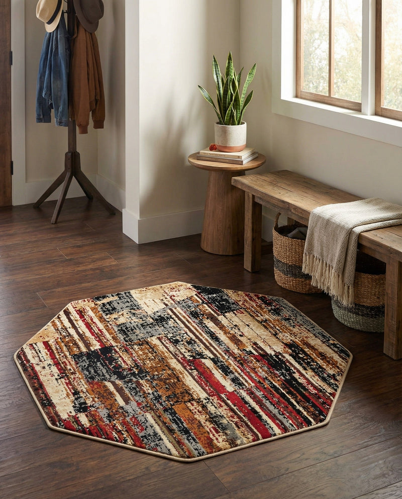 Neptune Elegance Collection Area Rug - Triton Octagon Multi  lifestyle 28