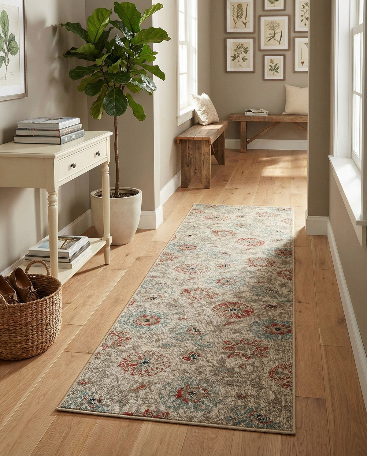 Seaside Blooms Collection Area Rug - Seychelles Runner Beige  lifestyle 147