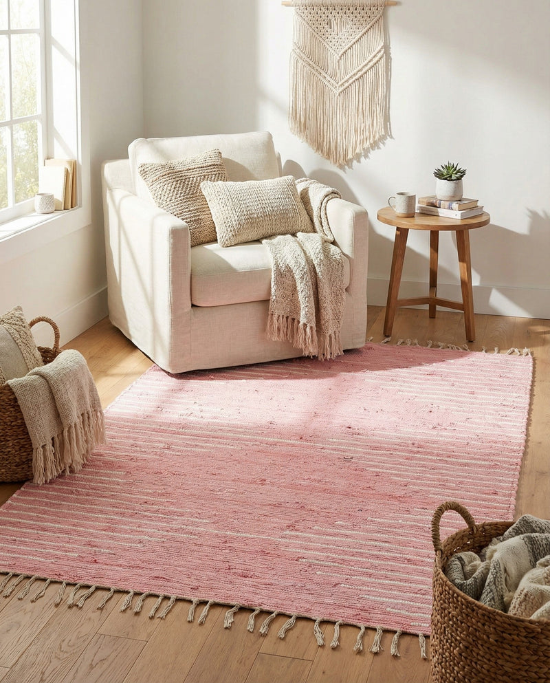 Thar Cotton Collection Area Rug - Jaisalmer (Rose) Rectangle Rose  lifestyle 13