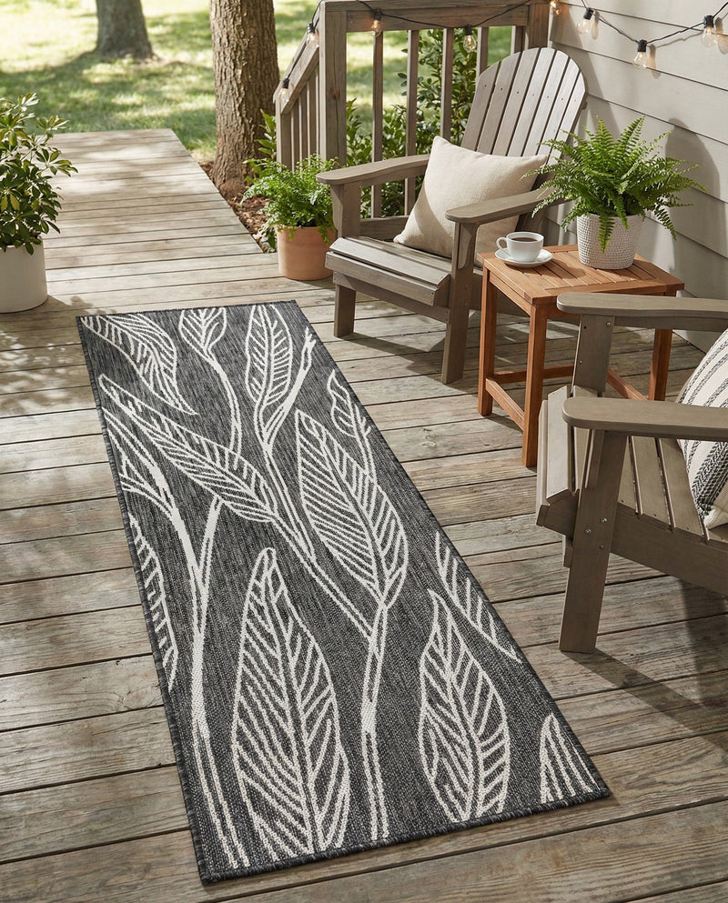 Seaside Blooms Collection Area Rug -  Evergreen (Ivory Charcoal) Runner Ivory Charcoal  lifestyle 46