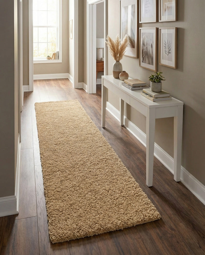 Cozy Comfort Shag Collection Area Rug - Haven (Khaki) Runner Khaki  lifestyle 43