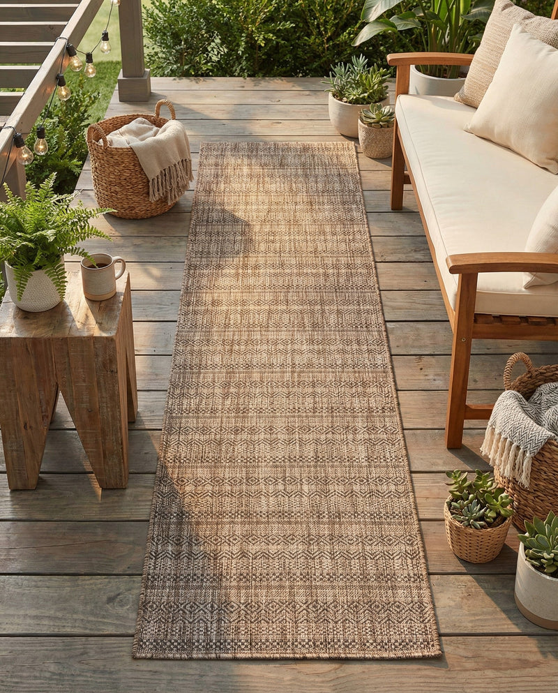 Seaside Stripes Collection Area Rug -  Boardwalk (Natural) Runner Natural  lifestyle 34