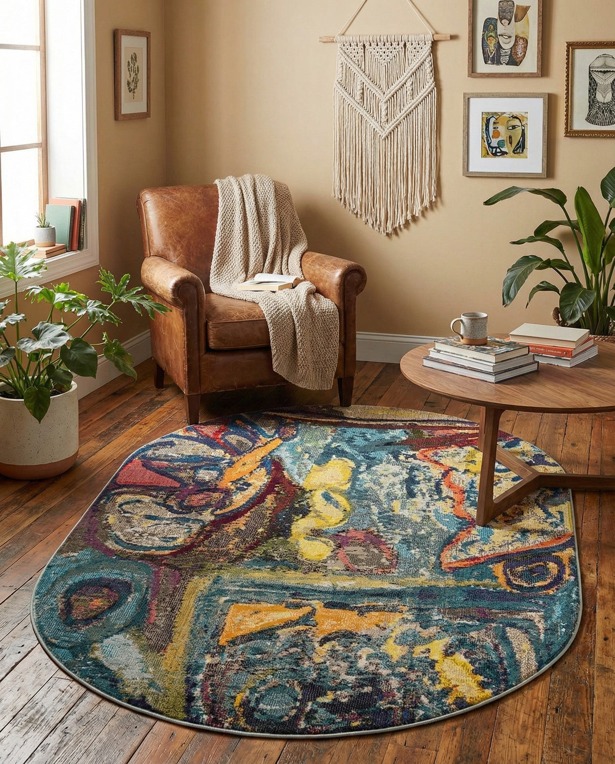 Autumnal Tapestry Collection Area Rug - Harvestville Oval Multi  lifestyle 101