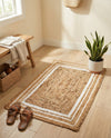Woven Seaside Jute Collection Area Rug - Nantucket Rectangle Natural and White  lifestyle 24