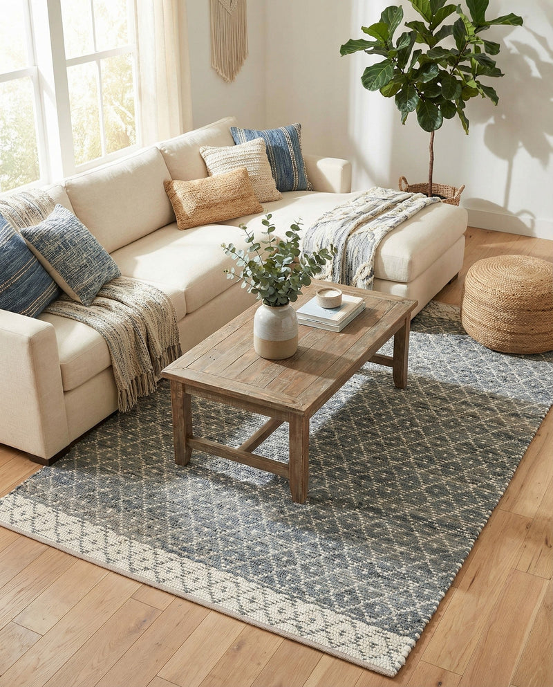 Tulum Trellis Collection Area Rug - Shoreline Rectangle Gray  lifestyle 34