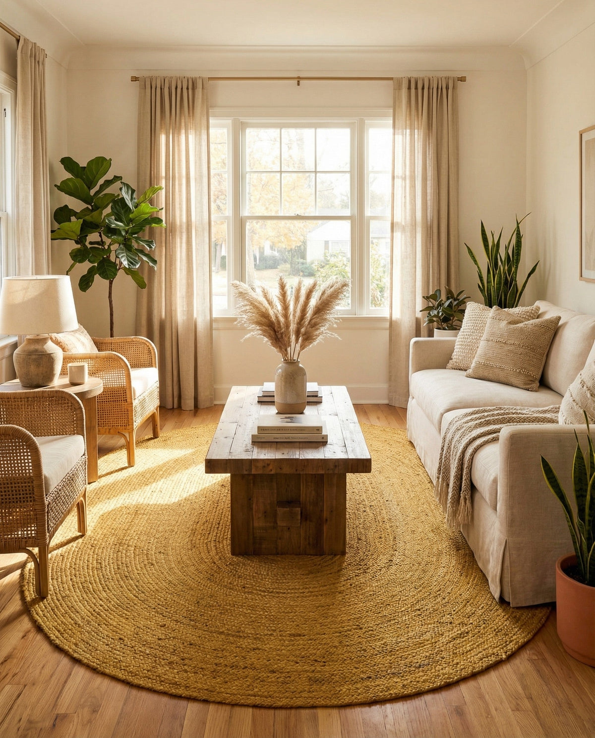 Woven Seaside Jute Collection Area Rug - Savannah (Yellow) Oval Yellow  lifestyle 82