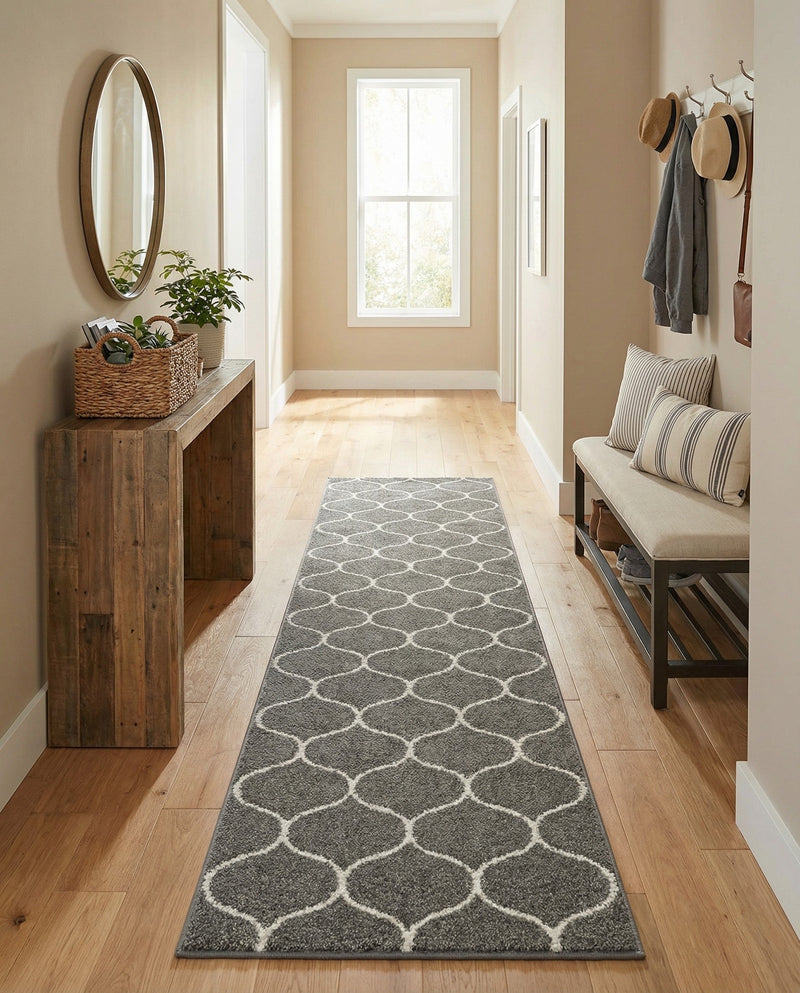 Trellis Mosaic Collection Area Rug -  Pergolatown (Dark Gray) Runner Dark Gray  lifestyle 67