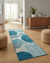 Urban Terrace Collection Area Rug -  Courtyard Runner Blue and Ivory  lifestyle 37