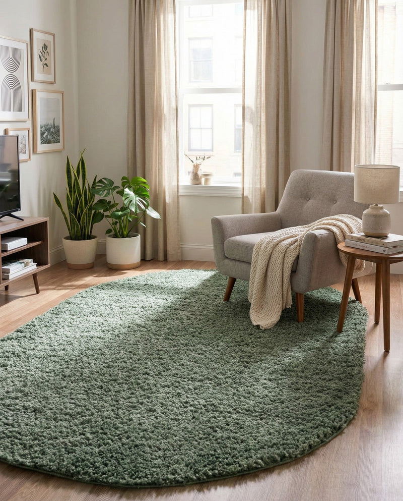 Alpine Plush Collection Area Rug -  Cortina (Sage) Oval Sage  lifestyle 30