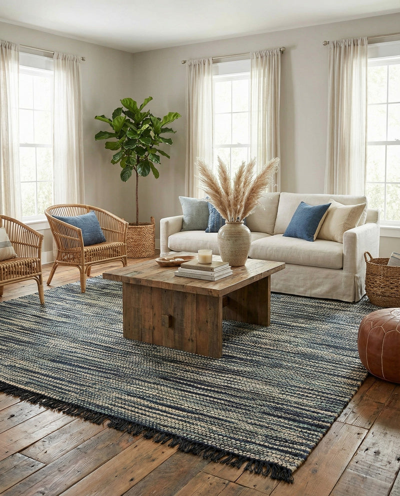 Savannah Jute Collection Area Rug - Nantucket Rectangle Green and Ivory  lifestyle 36