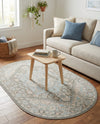 Savannah Series Collection Area Rug - Charleston (Cloud Gray) Oval Cloud Gray  lifestyle 59