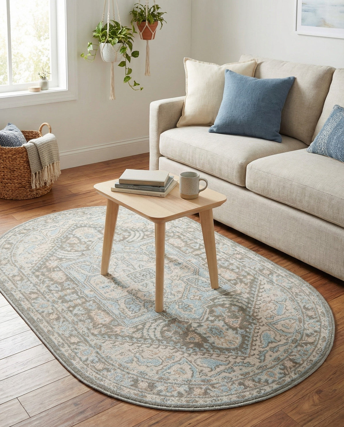 Savannah Series Collection Area Rug - Charleston (Cloud Gray) Oval Cloud Gray  lifestyle 59