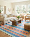 Coastal Stripe Dhurrie Collection Area Rug - Seashore Rectangle Multi  lifestyle 6