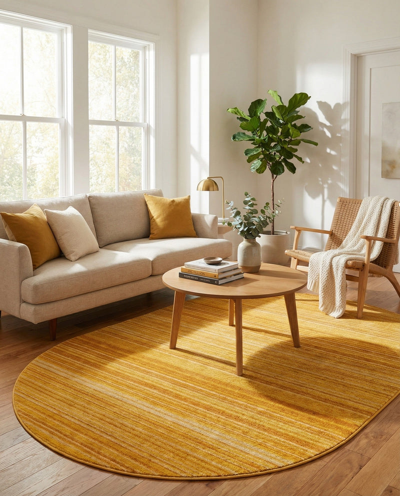 Jewel Oasis Collection Area Rug - Sapphire (Yellow) Oval Yellow  lifestyle 28