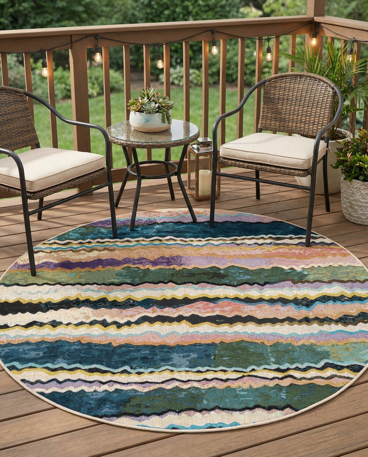 Urban Terrace Collection Area Rug -  Capri Round Multi  lifestyle 53