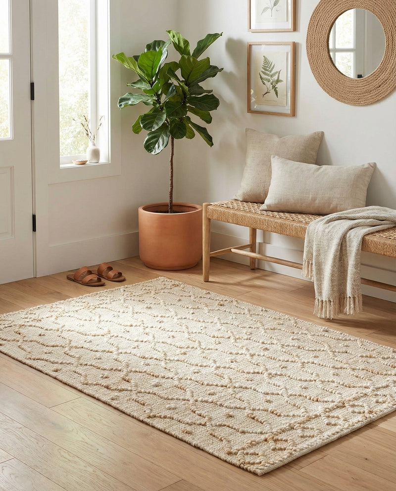 Savannah Weave Collection Area Rug - Serengeti Rectangle Ivory  lifestyle 44