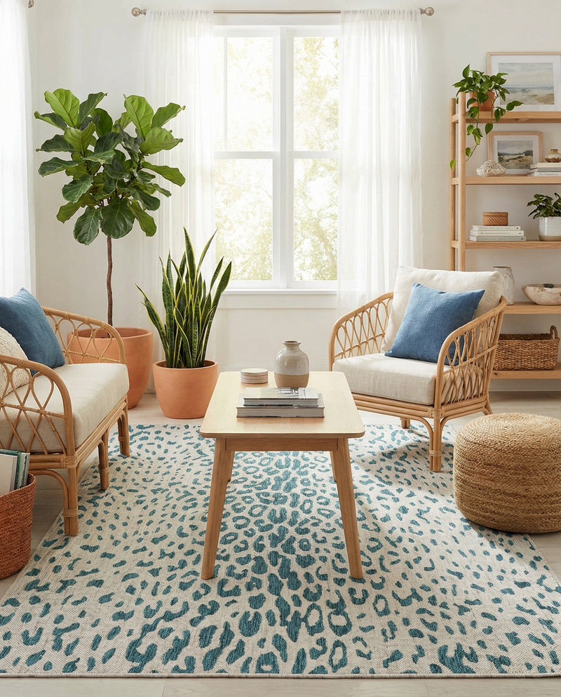 Savannah Escape Collection Area Rug - Serengeti Rectangle Teal  lifestyle 22