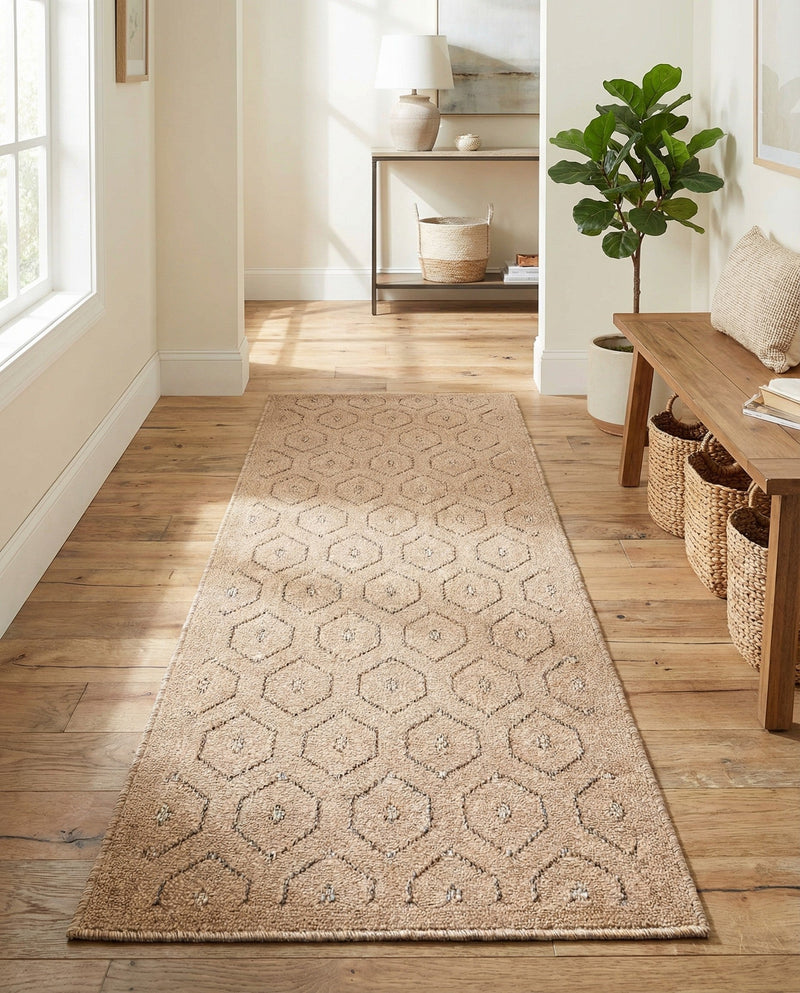 Garden Lattice Charm Collection Area Rug - Arbor (Beige) Runner Beige  lifestyle 56