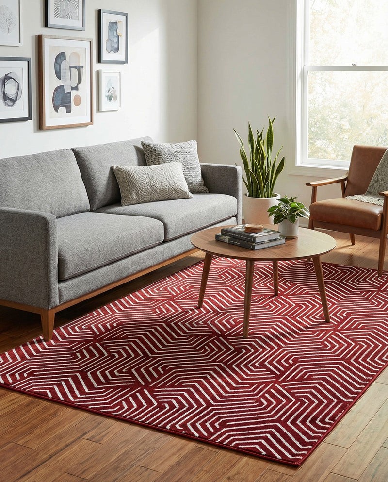 Aravalli Collection Area Rug - Udaipur Rectangle Burgundy Red  lifestyle 51