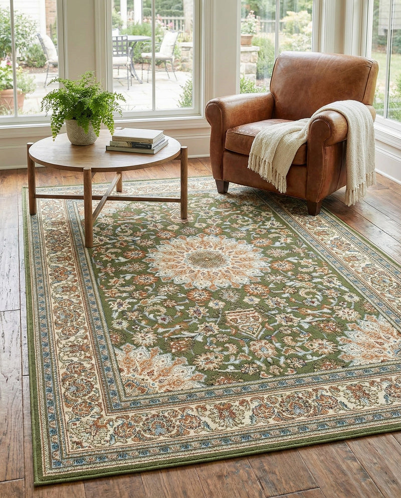 Patio Heritage Collection Area Rug -  Bower Rectangle Green  lifestyle 41