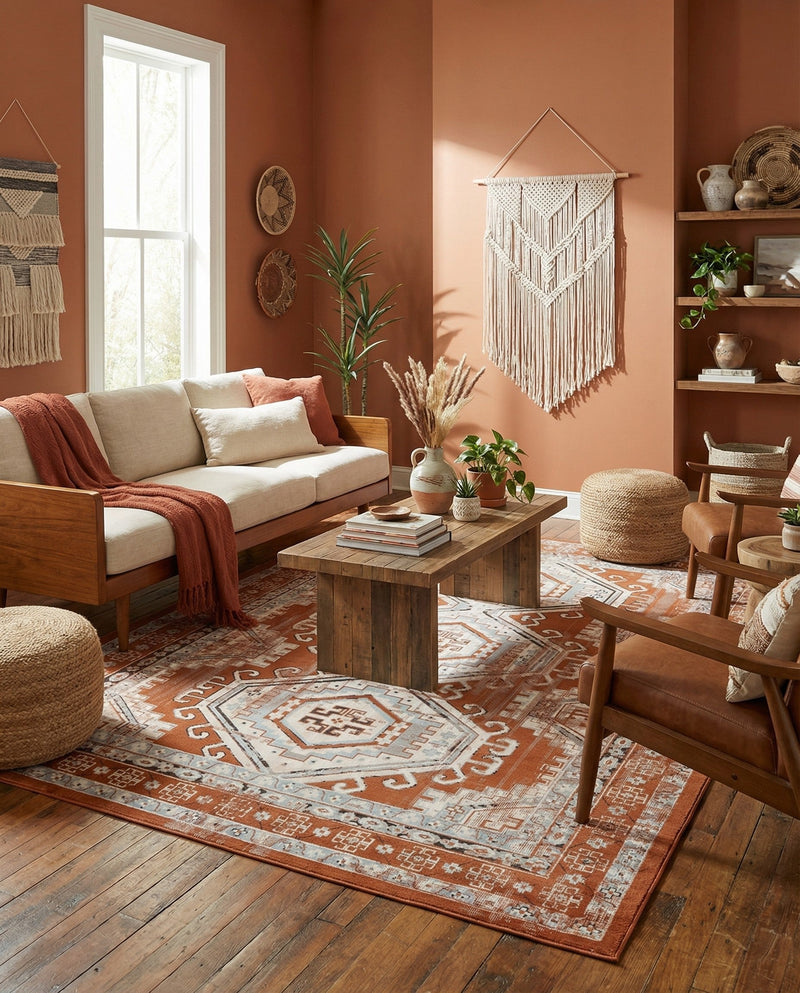 Savannah Elegance Collection Area Rug -  Tybee (Terracotta) Rectangle Terracotta  lifestyle 3