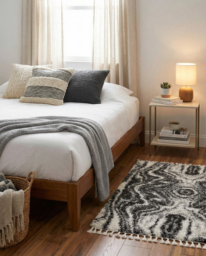 Cozy Cove Shag Collection Area Rug -  Seabreeze Rectangle Black and White  lifestyle 20