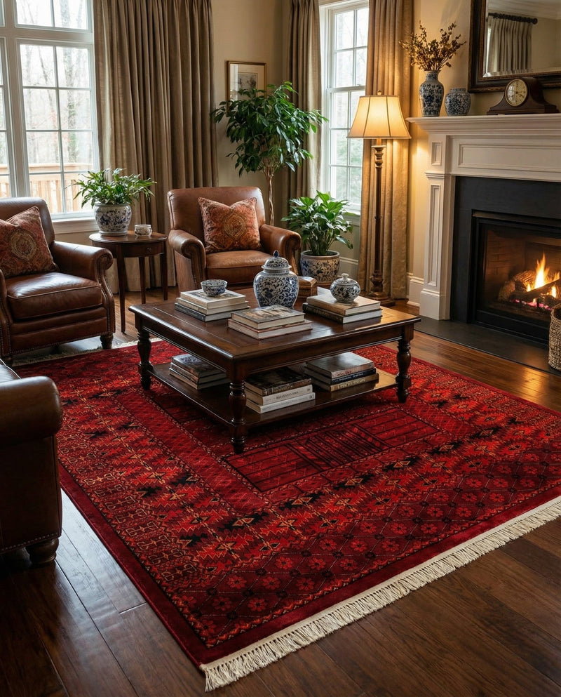 Samarkand Elegance Collection Area Rug -  Ark Square Red  lifestyle 59