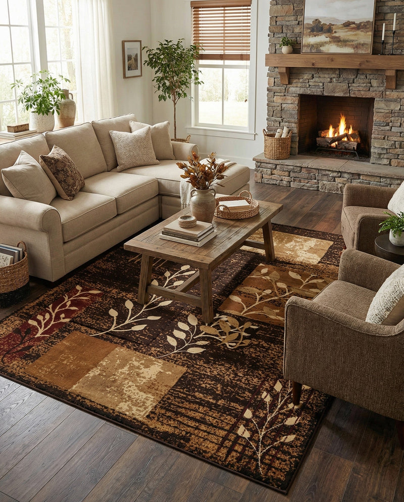 Bistro Lounge Collection Area Rug -  Affogato Rectangle Brown  lifestyle 43