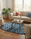 Berber Lattice Shag Collection Area Rug - Atlas (Navy Blue) Oval Navy Blue  lifestyle 37