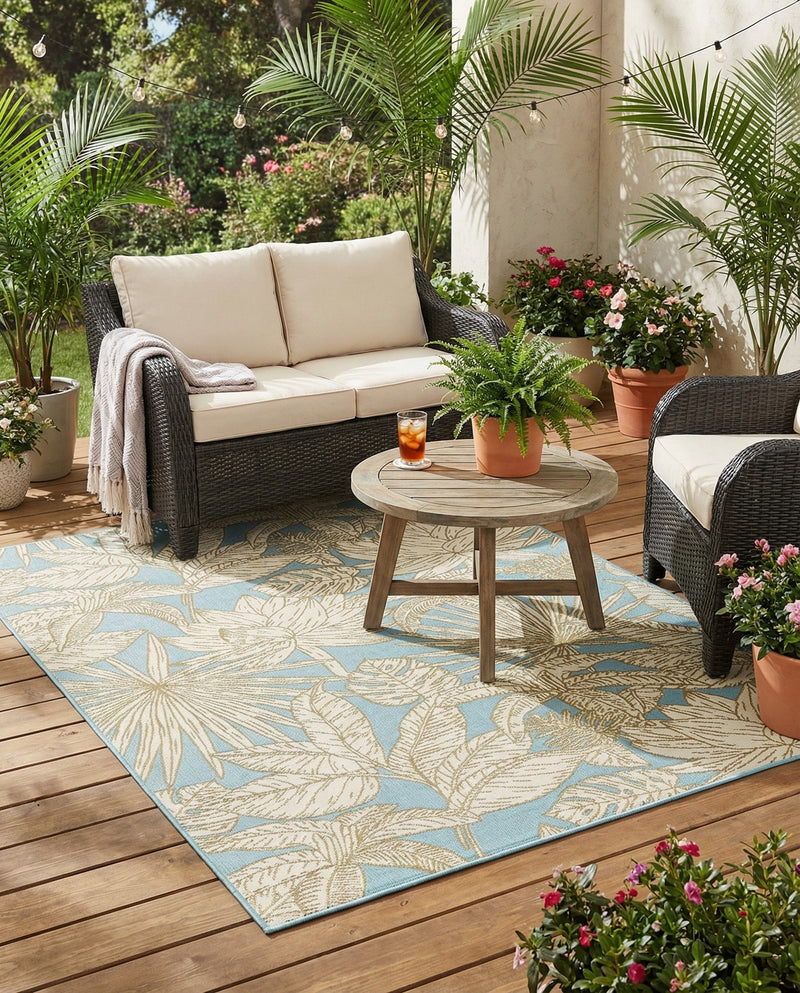 Seaside Blooms Collection Area Rug -  Shalimar Rectangle Soft Blue  lifestyle 21