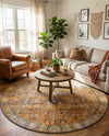 Heritage Elegance Collection Area Rug -  Windsor (Yellow) Round Yellow  lifestyle 43