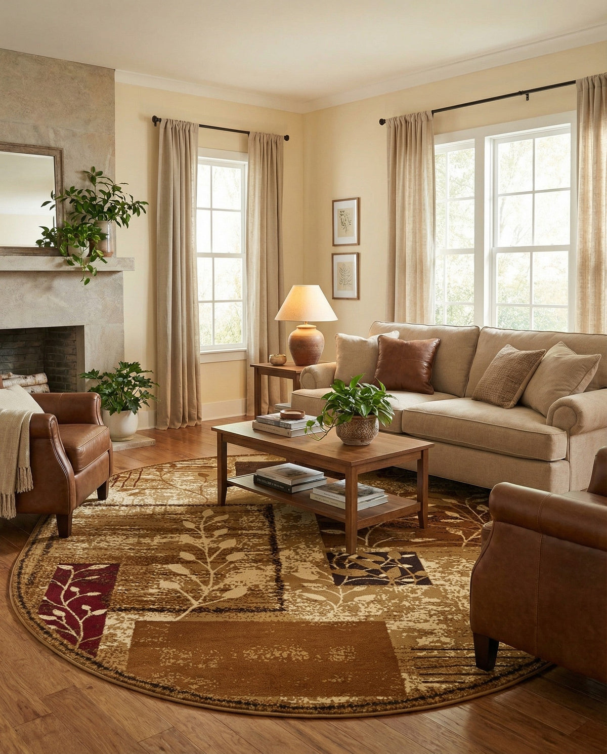 Bistro Lounge Collection Area Rug -  Affogato Oval Beige  lifestyle 145