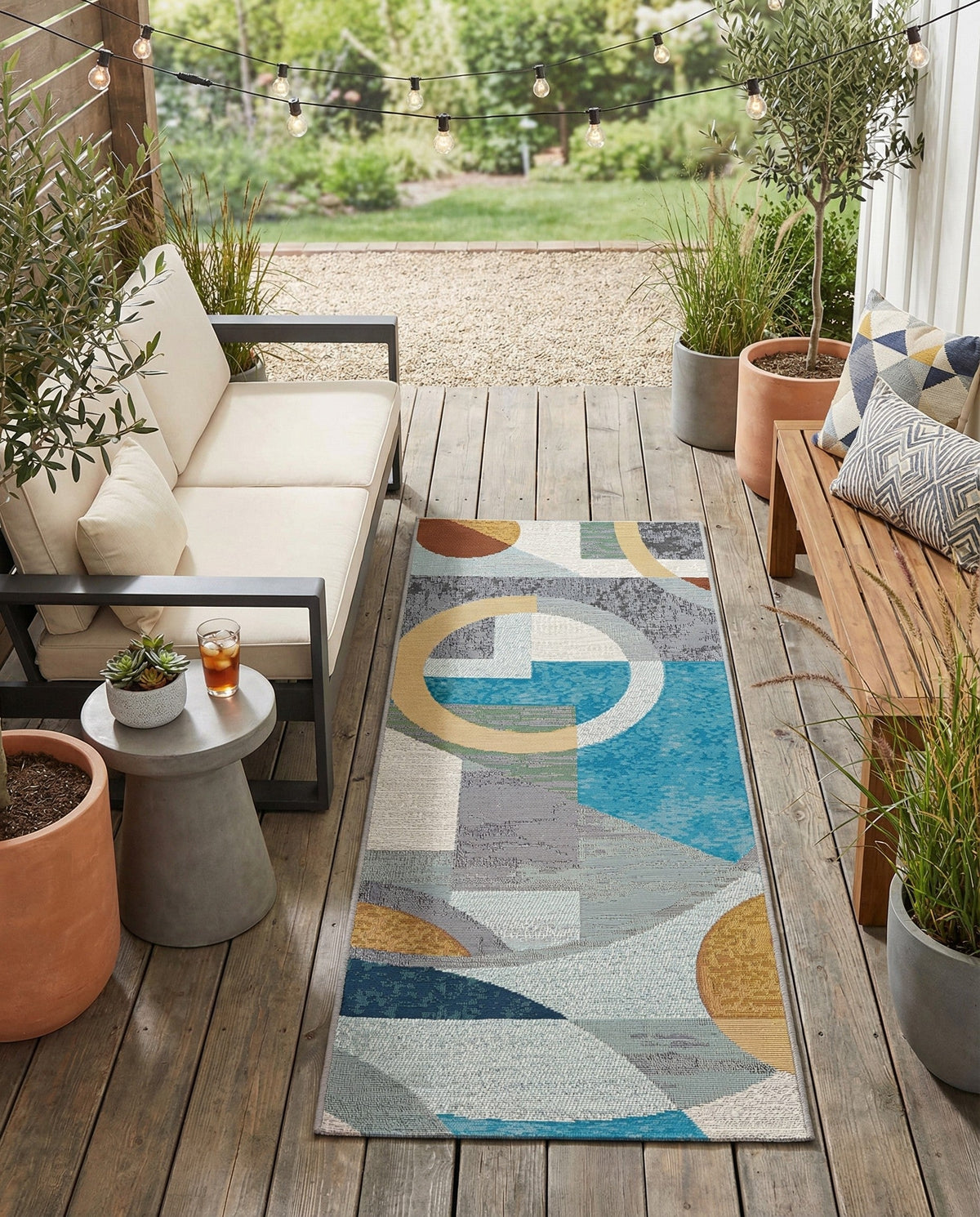 Urban Terrace Collection Area Rug -  Loggia Runner Multi  lifestyle 58