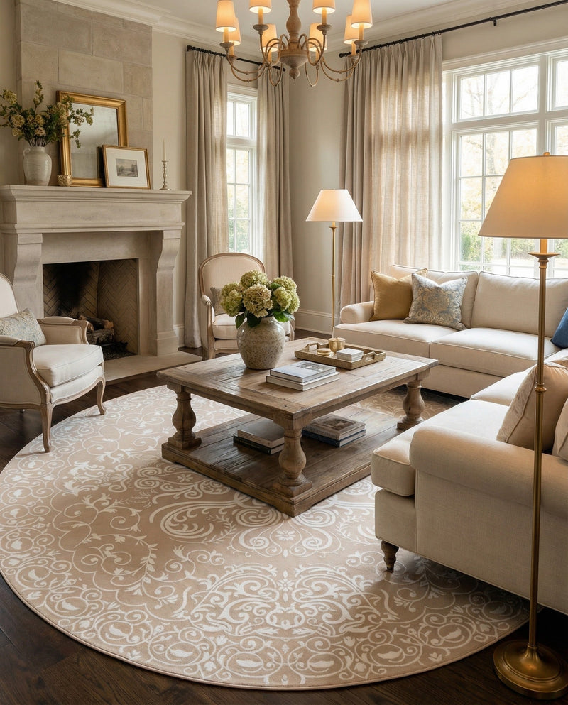Andes Summit Collection Area Rug -  Lanín Round Beige  lifestyle 55