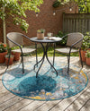 Urban Terrace Collection Area Rug -  Lanai Round Gradient Blue  lifestyle 17