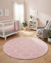 Trellis Mosaic Collection Area Rug -  Pergolatown (Light Pink) Round Light Pink  lifestyle 39