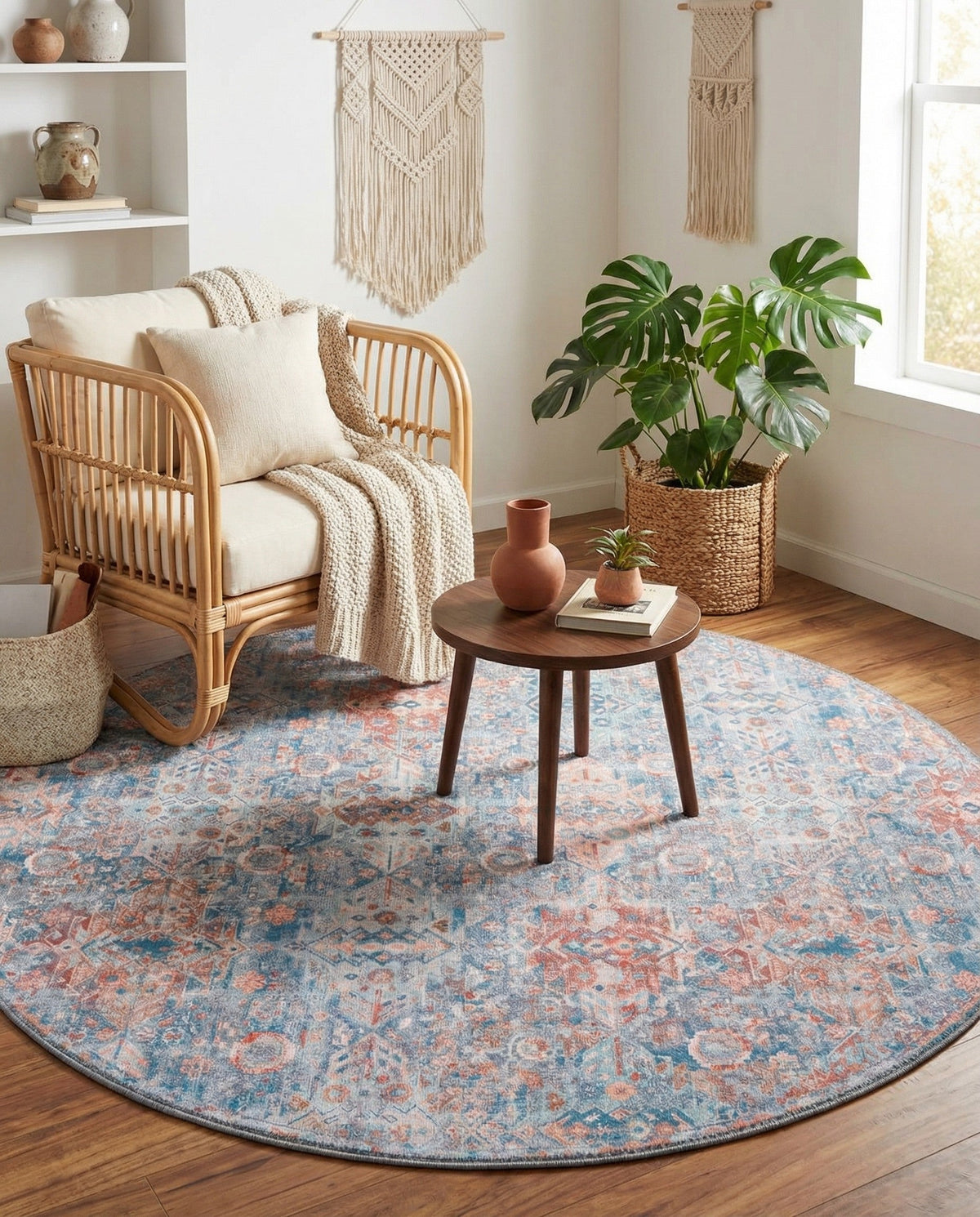 Heritage Elegance Collection Area Rug -  Potala Round Blue  lifestyle 98