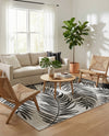 Seaside Blooms Collection Area Rug - Verdure (Charcoal Ivory) Rectangle Charcoal Ivory  lifestyle 6