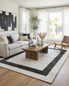Osian Looms Collection Area Rug - Durham Rectangle White and Black  lifestyle 60