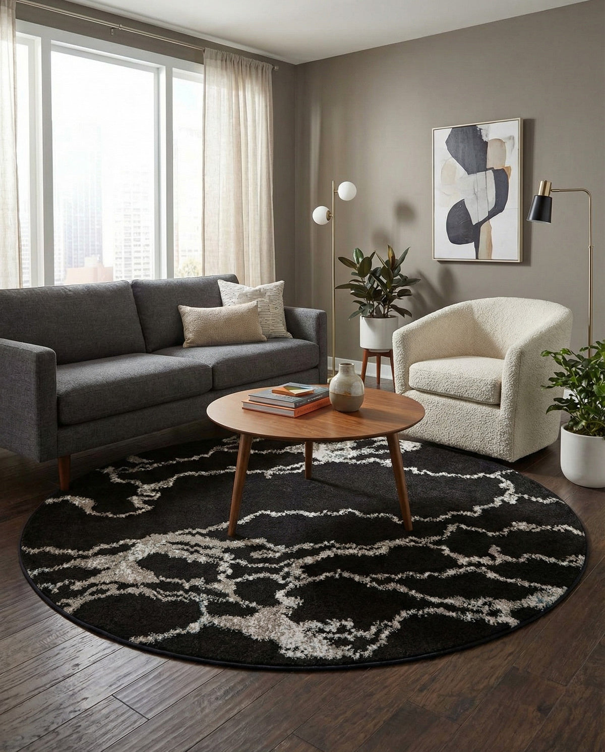 Brighton Terrace Collection Area Rug -  Aldrington Round Navy Blue  lifestyle 116