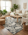 Seaside Blooms Collection Area Rug -  Serene Rectangle Black  lifestyle 48