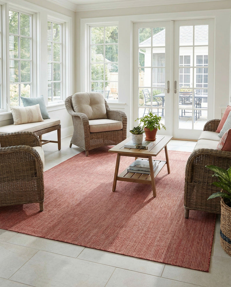 Seaside Serenity Collection Area Rug - Veranda (Rust Red) Rectangle Rust Red  lifestyle 10