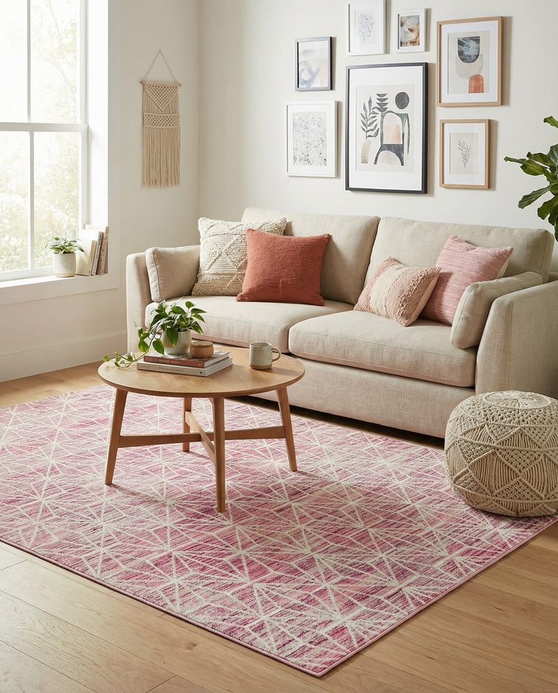 Metro Heights Collection Area Rug -  Hudson Rectangle Pink  lifestyle 46