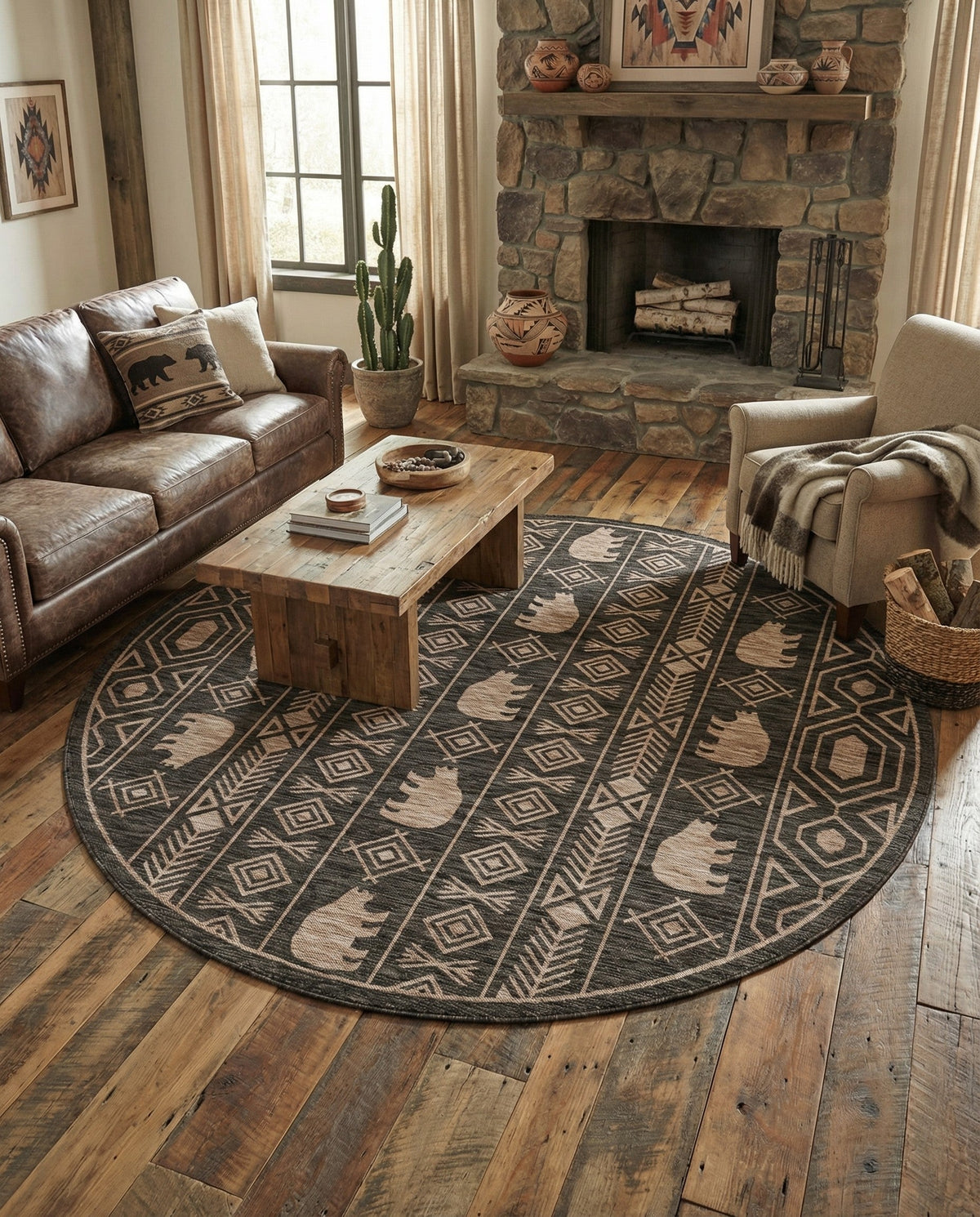 Mesa Oasis Rugs Collection Area Rug - Sundown Round Black  lifestyle 140