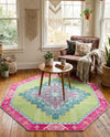 Heritage Elegance Collection Area Rug -  Winterthur (Green) Octagon Green  lifestyle 62