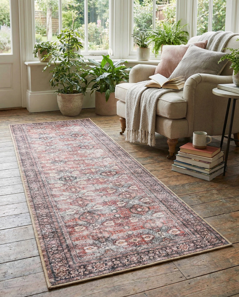 Heritage Elegance Collection Area Rug -  Hampton Runner Antique Red  lifestyle 27