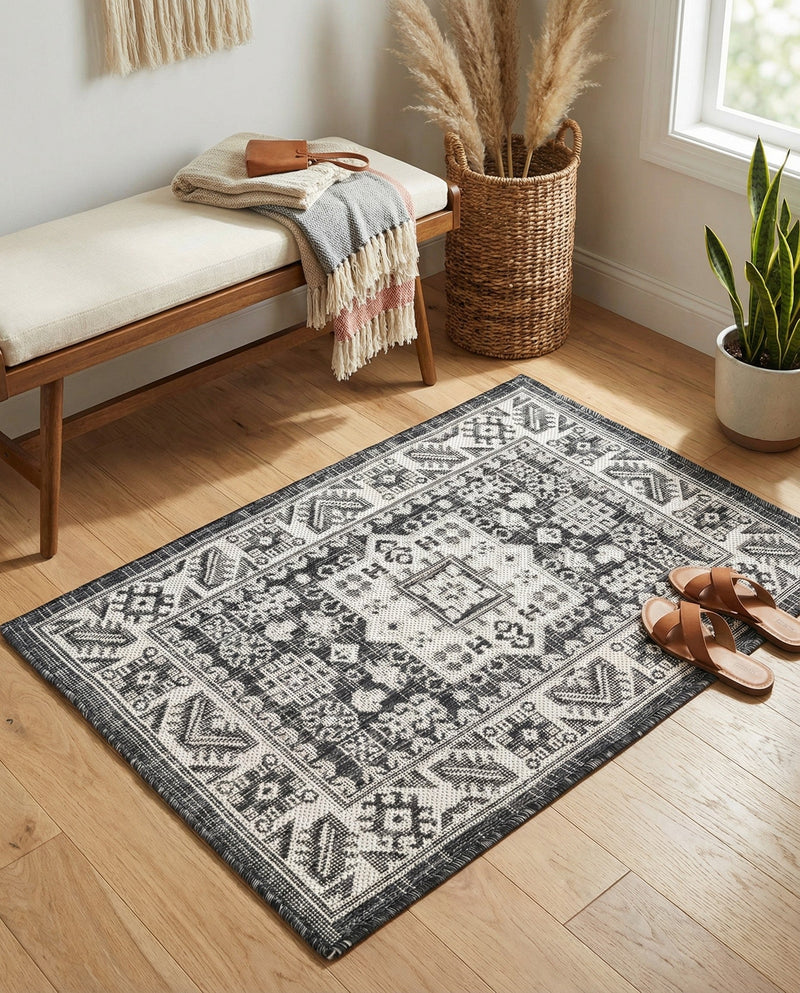 Tribal Terrace Treasures Collection Area Rug -  Incan Isle (Charcoal Gray) Rectangle Charcoal Gray  lifestyle 17