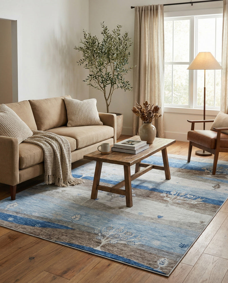Zagros Shades Collection Area Rug -  Behbahan Rectangle Blue Gray  lifestyle 16