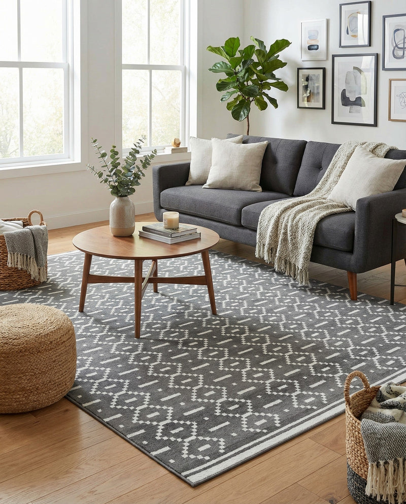 Copenhagen Edge Collection Area Rug -  Tivoli Rectangle Gray  lifestyle 43