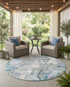 Urban Terrace Collection Area Rug -  Vertex Round Blue and Ivory  lifestyle 77